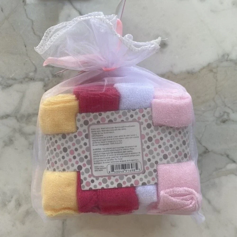 Baby Wash Cloths Pink Yellow‎ White 24 pack